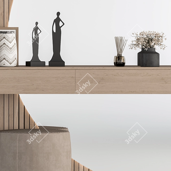 Elegant White and Wood Hallway Set 3D model image 3