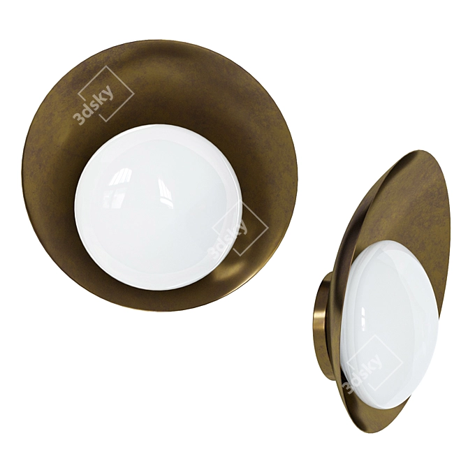 Elegant Brass Concha Wall Light 3D model image 1