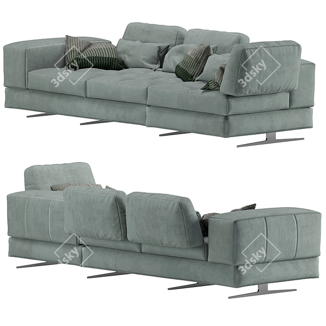 Blues Velvet Modular Sofa 3D model image 2