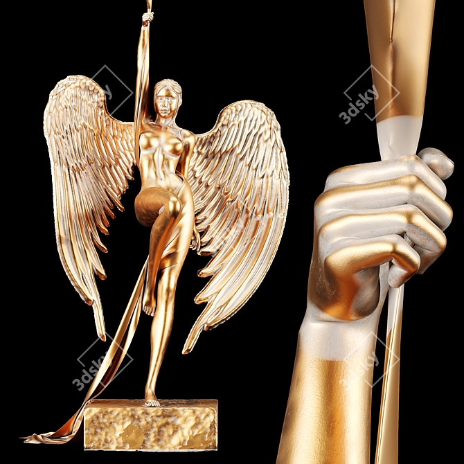 Ethereal Winged Sculpture 3D model image 2