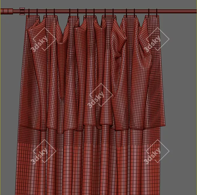  3D Curtain with 886 Pattern 3D model image 3