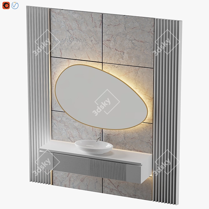 Modern White Bathroom Design 3D model image 3