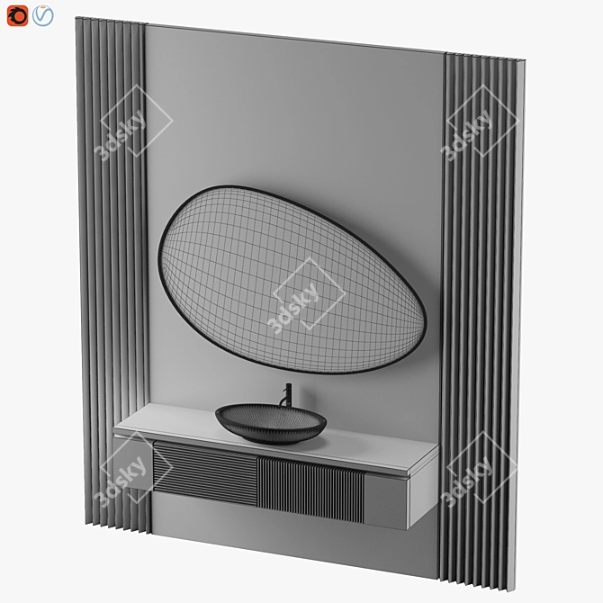 Modern White Bathroom Design 3D model image 5