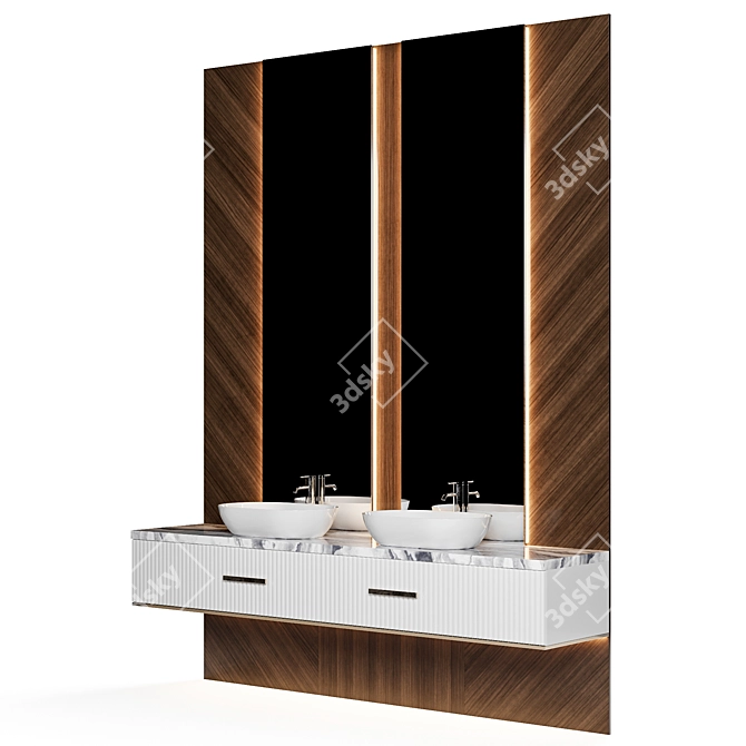 Modern Bathroom Furniture Set 3D model image 2