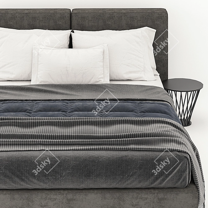 Sleek Gray Bed: Modern and Stylish 3D model image 3