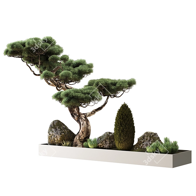 Japanese Pine Decor: 4000mm Length x 1000mm Width 3D model image 2