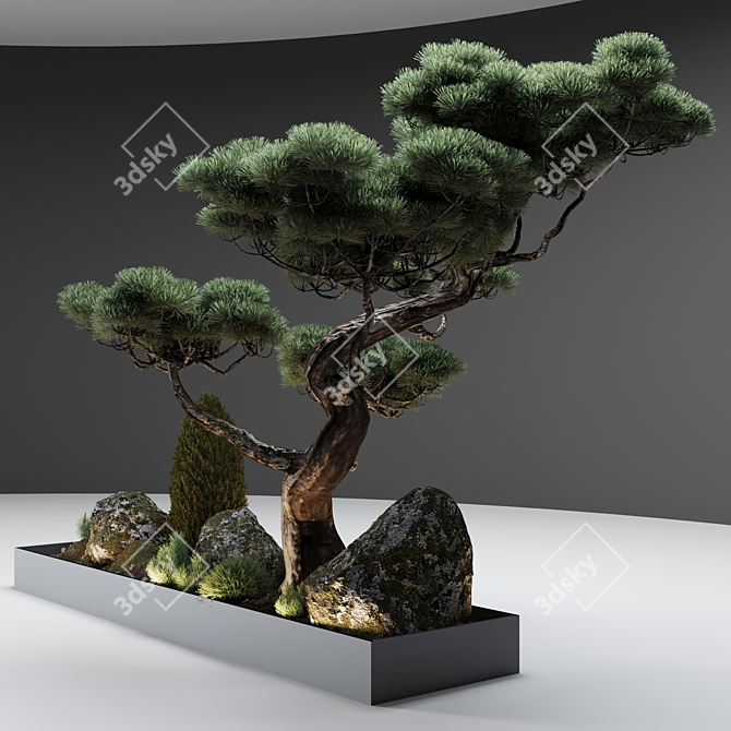 Japanese Pine Decor: 4000mm Length x 1000mm Width 3D model image 4