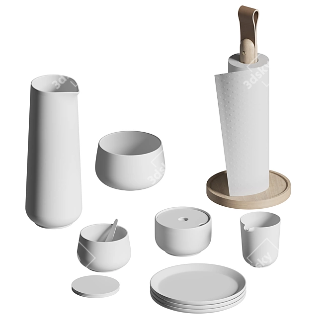 Nordic Ceramic Dish Set 3D model image 1