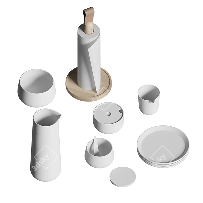 Nordic Ceramic Dish Set 3D model image 2