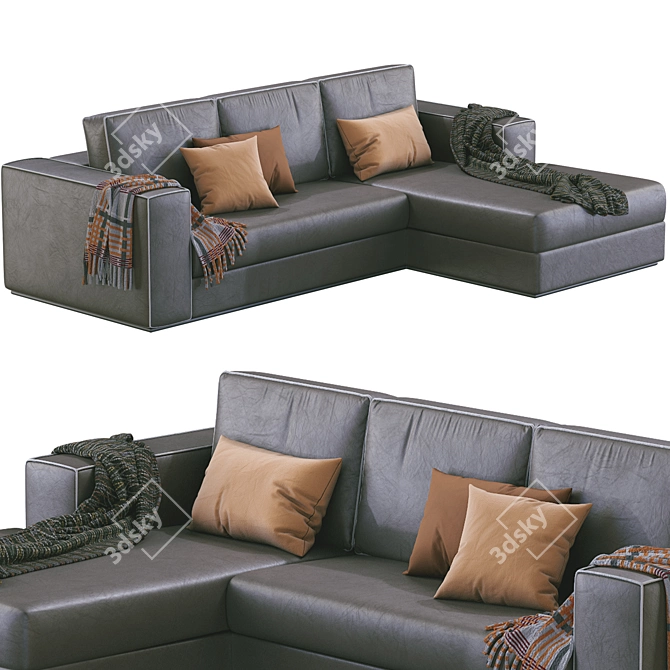 Luxury Alhambra Leather Sofa 3D model image 2