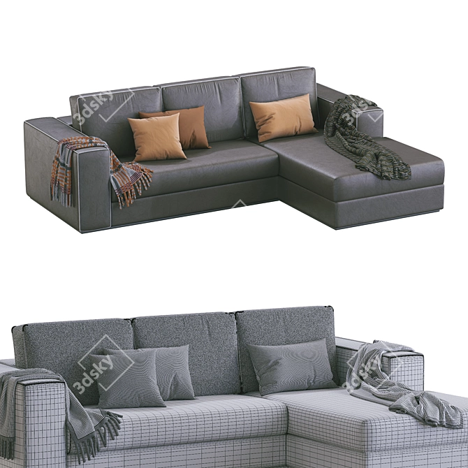 Luxury Alhambra Leather Sofa 3D model image 4