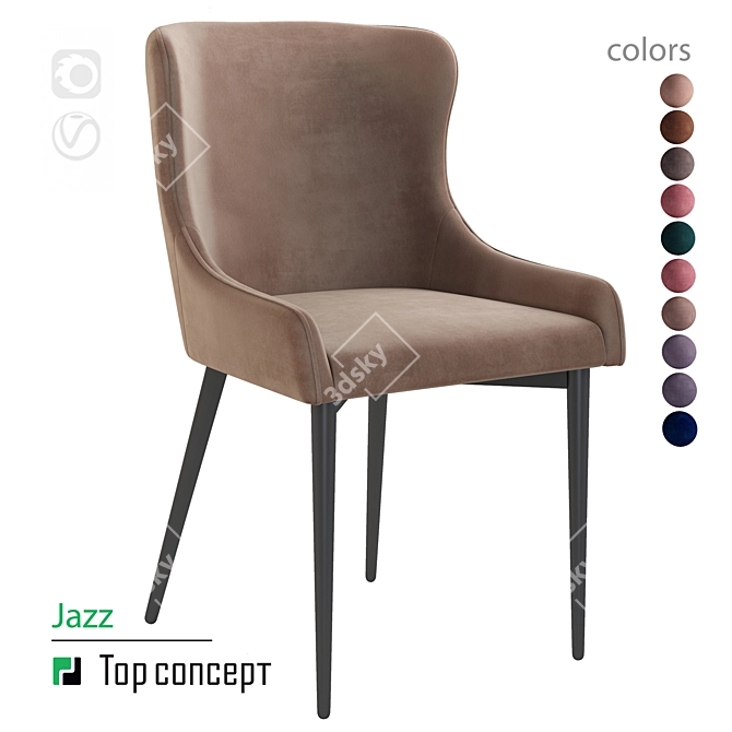 Elegant Velvet Jazz Chair 3D model image 3