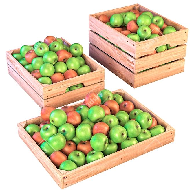  Rustic Apple Crate Gift 3D model image 3