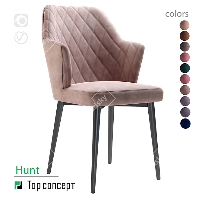 Velvet Armchair Hunt in Ash Beige 3D model image 3