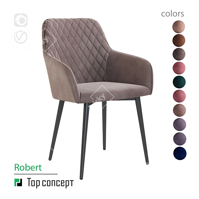 Robert Velvet Armchair: Elegant and Comfortable 3D model image 1