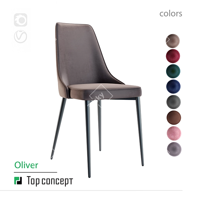 Oliver Velvet Chair 3D model image 1