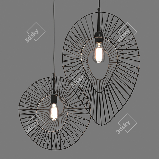 Contemporary Star Wire Pendant Lights 3D model image 2