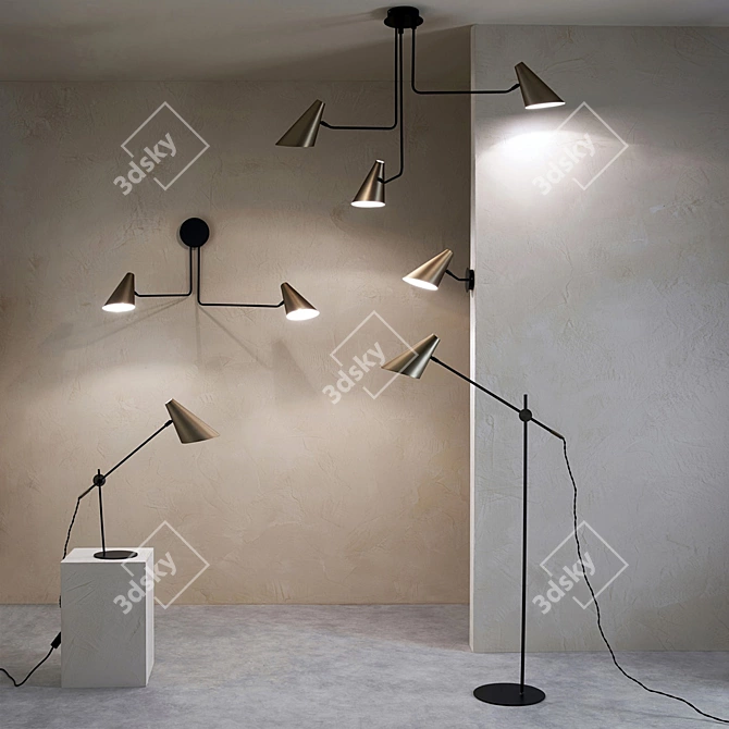 Elegant Barea Lamp in Mocha 3D model image 5