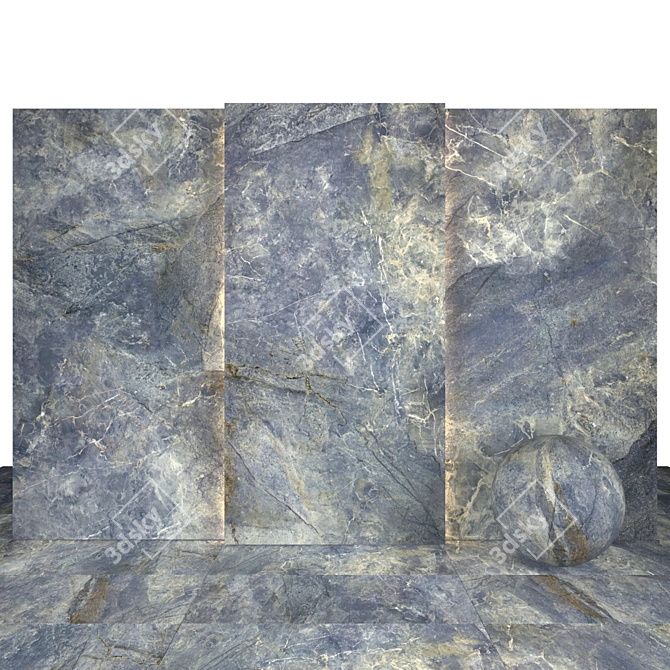 Elegant Azul Marble Textured Tiles 3D model image 1