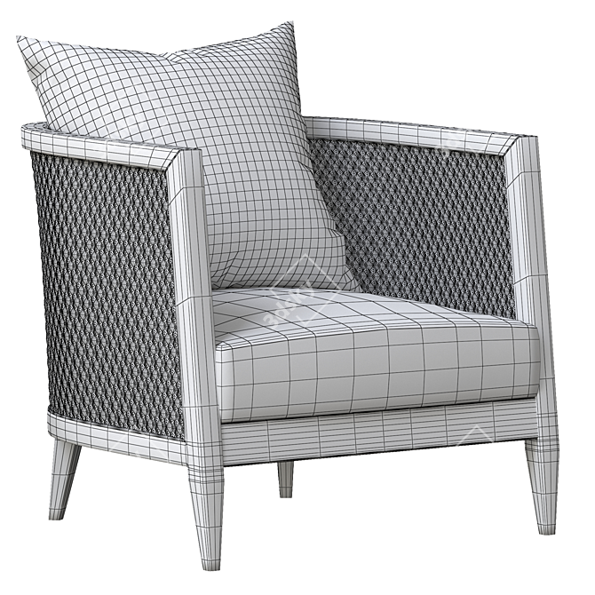 Elegant Saten Armchair 3D model image 5