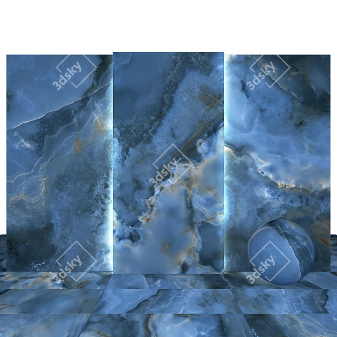 9 Texture Glossy Dark Blue Onyx 3D model image 1