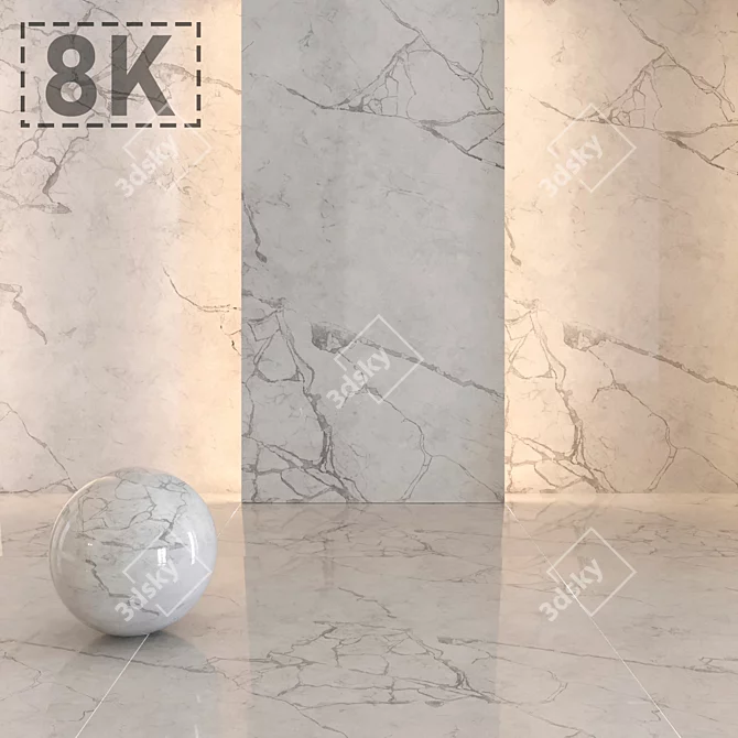 Creamy White Marble: Stunning Design 3D model image 1