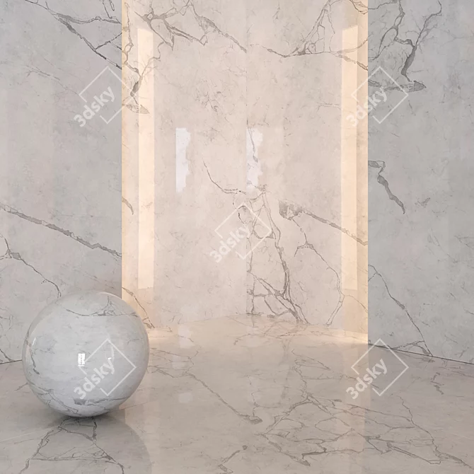 Creamy White Marble: Stunning Design 3D model image 2