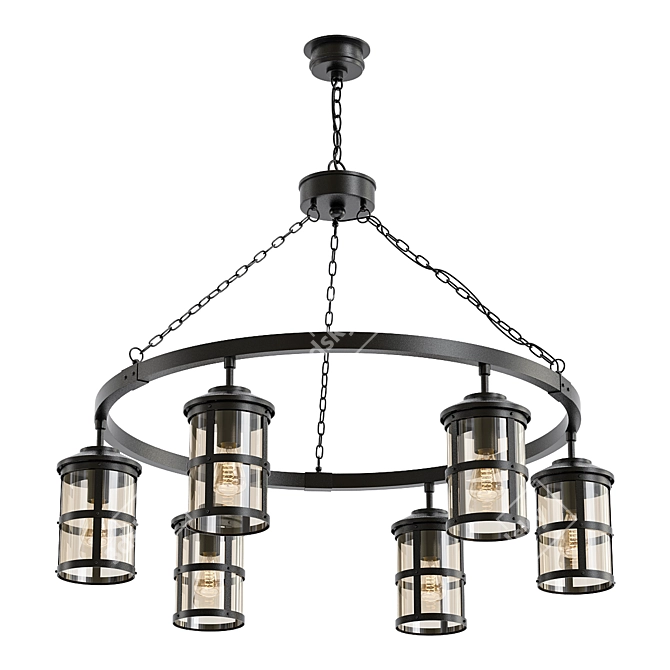 Lakehouse Outdoor Chandelier: Rustic Elegance for Your Outdoors! 3D model image 1