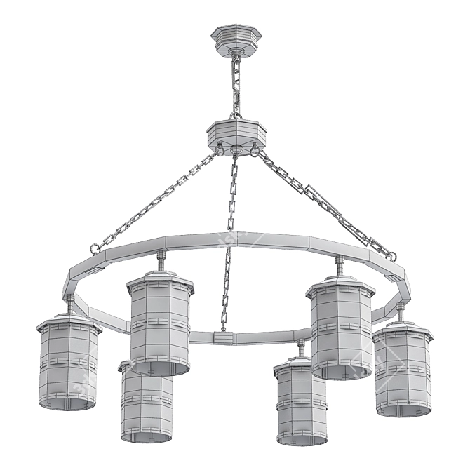 Lakehouse Outdoor Chandelier: Rustic Elegance for Your Outdoors! 3D model image 2