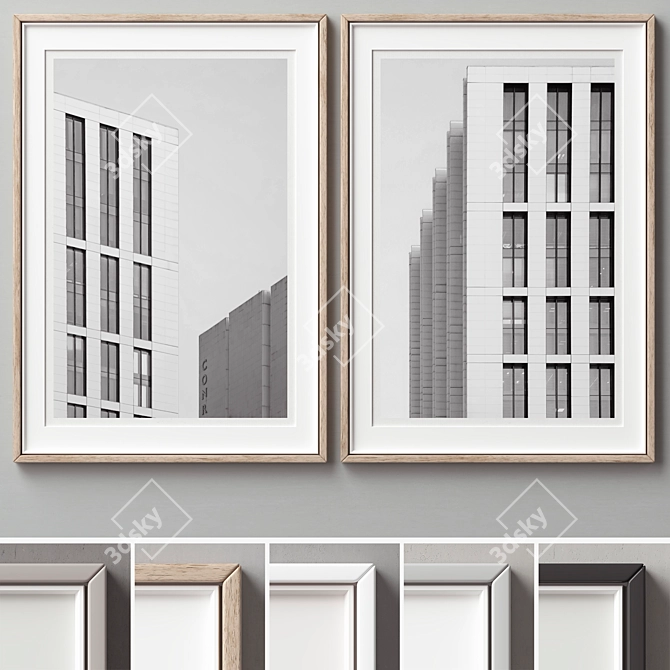 Versatile Wood Picture Frames Set 3D model image 1