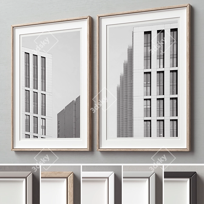 Versatile Wood Picture Frames Set 3D model image 2