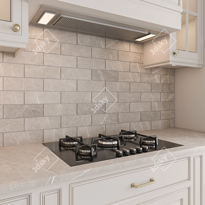 Creamy Elegance: Kitchen Neo Classic 3D model image 2