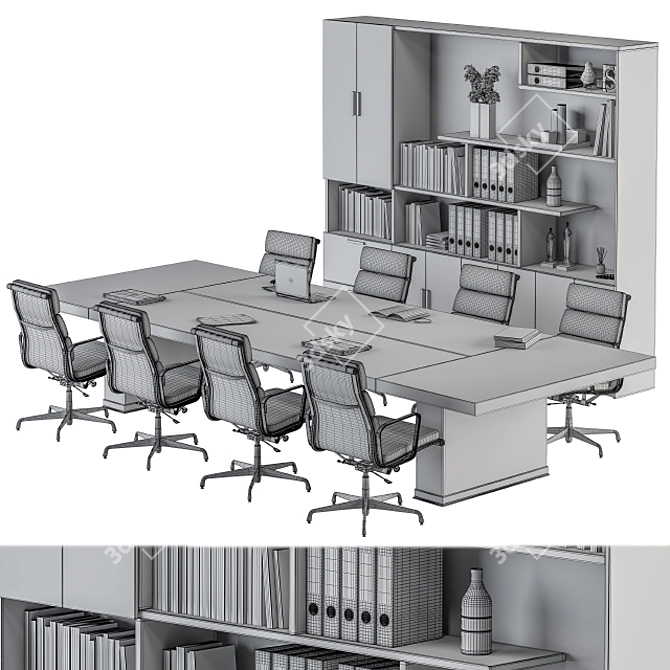 Modern Conference Table Set 3D model image 5