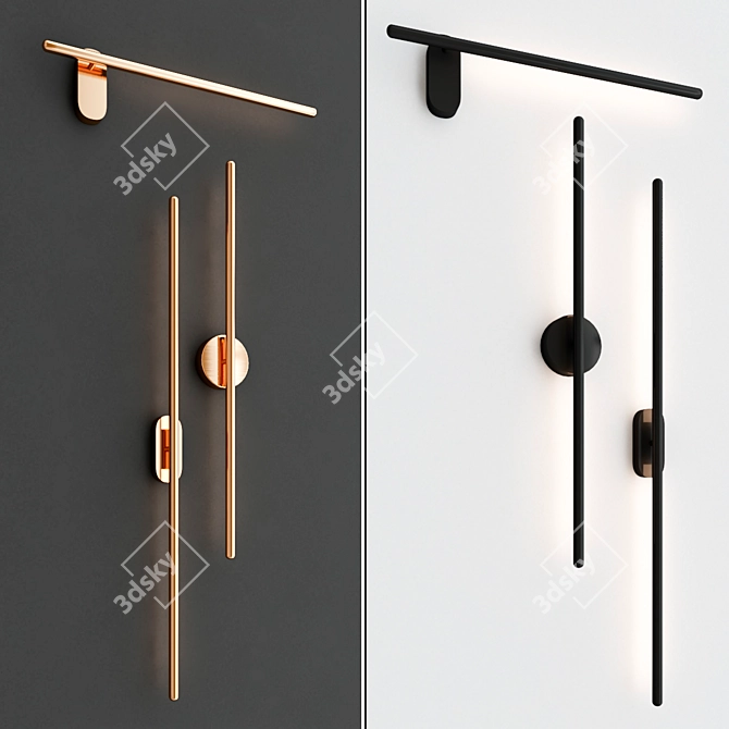 Elegant Aluminum Wall Sconce 3D model image 3