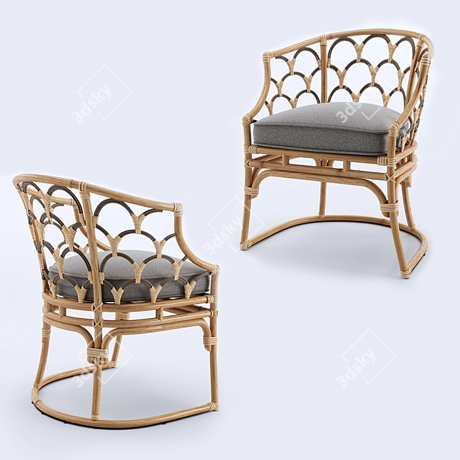 Coastal Coraline Rattan Dining Chair 3D model image 2