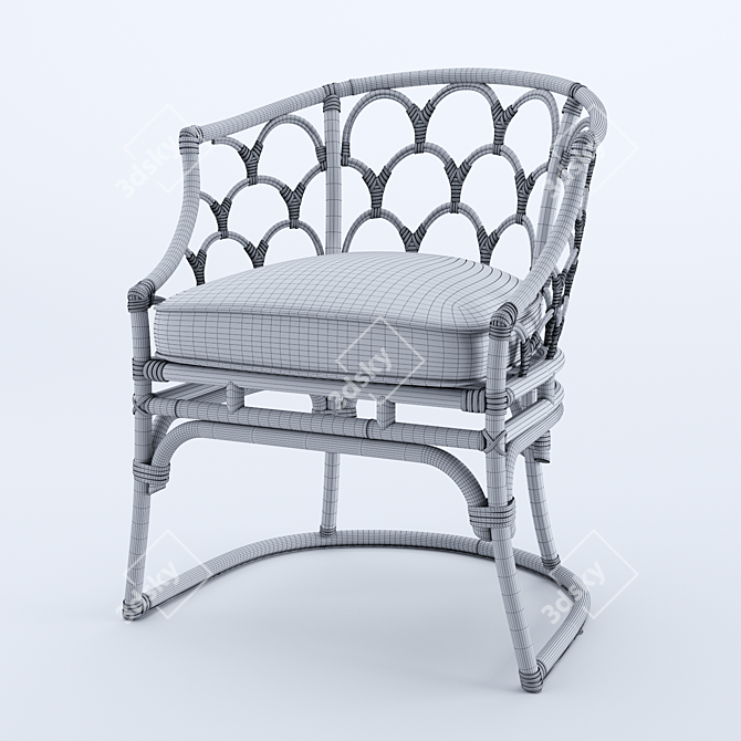 Coastal Coraline Rattan Dining Chair 3D model image 5