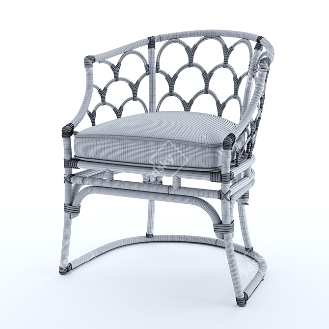Coastal Coraline Rattan Dining Chair 3D model image 11