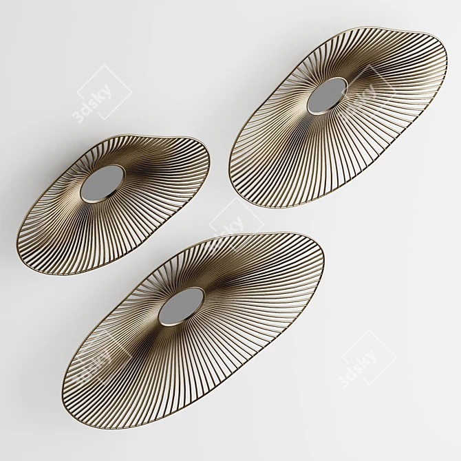 Radiant Gold Metal Wall Art Set 3D model image 5