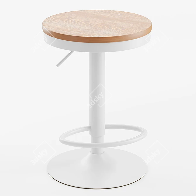 Bamboo-Metal Adjustable Stool Set 3D model image 1