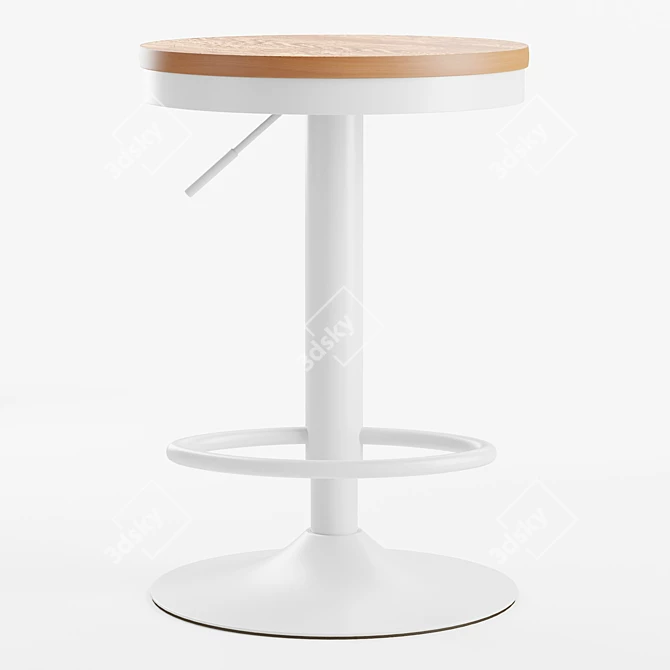 Bamboo-Metal Adjustable Stool Set 3D model image 2