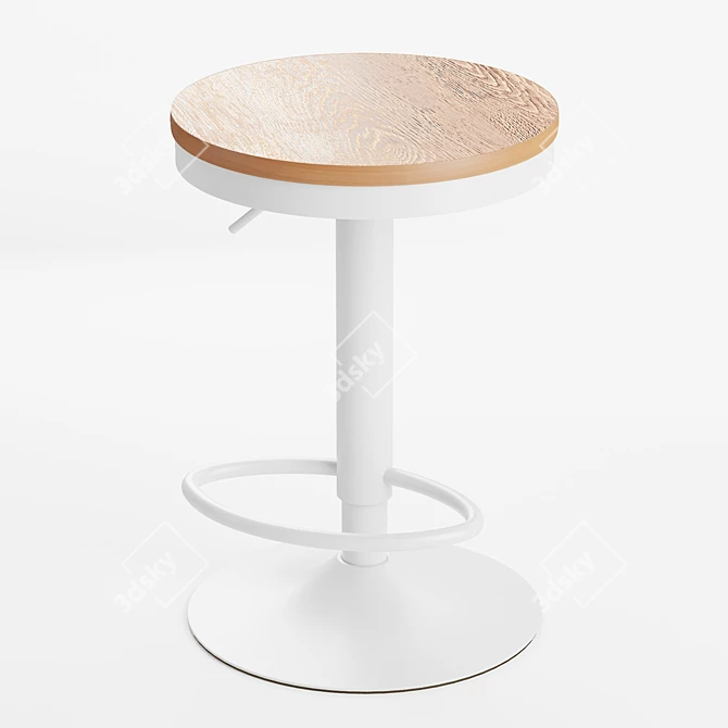 Bamboo-Metal Adjustable Stool Set 3D model image 3