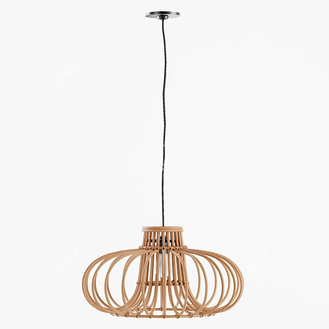 Boho Rattan Pendant Light 3D model image 4