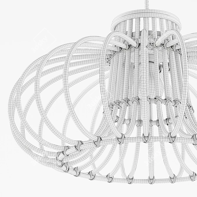 Boho Rattan Pendant Light 3D model image 6