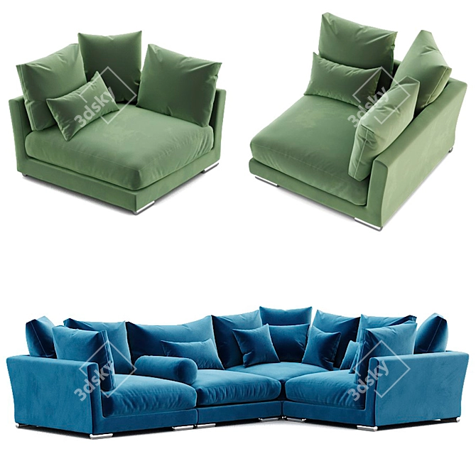 Luxury Neapol Corner Sofa 3D model image 1