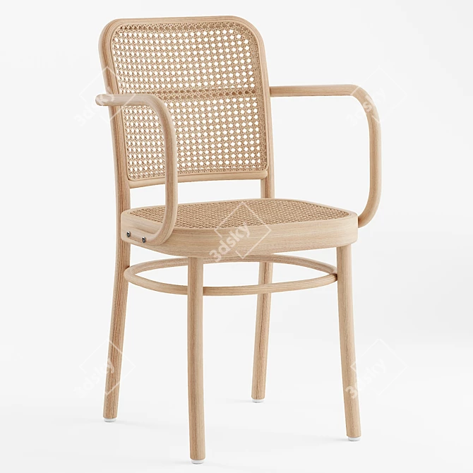 Natural Beechwood Armchair: Timeless Elegance 3D model image 1