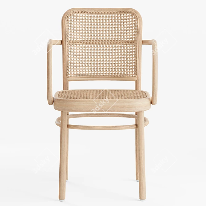 Natural Beechwood Armchair: Timeless Elegance 3D model image 2