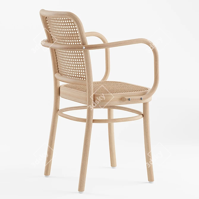 Natural Beechwood Armchair: Timeless Elegance 3D model image 3