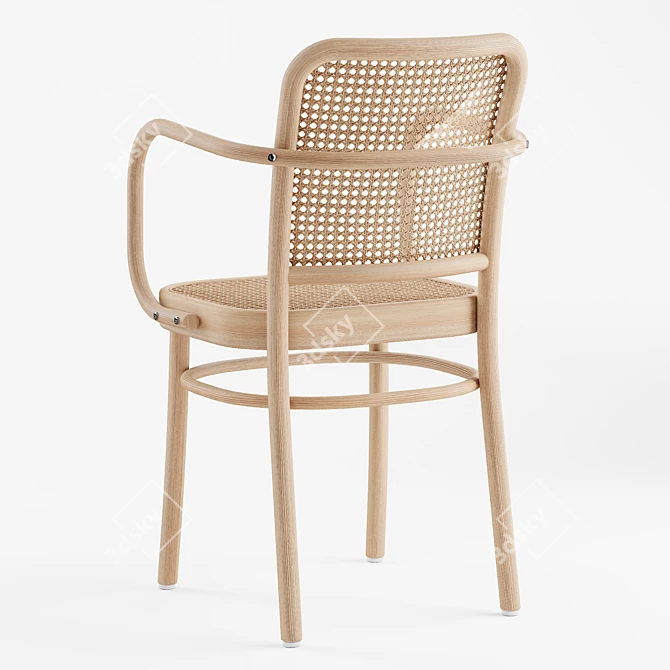 Natural Beechwood Armchair: Timeless Elegance 3D model image 4