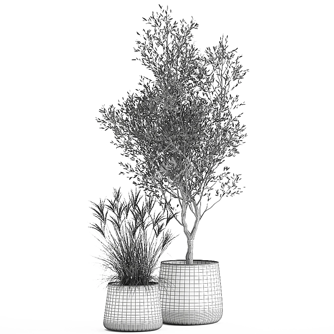 Exquisite Greenery Collection: Metal Potted Plant Ensemble 3D model image 7