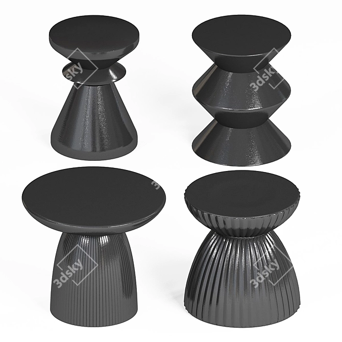 Ally: Black Mat Concrete Side Stool 3D model image 2